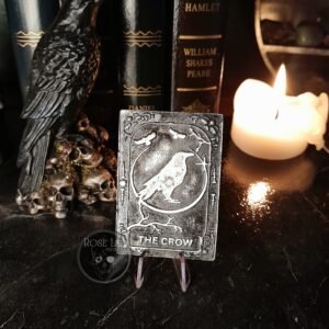 The Crow Tarot Card from the familiar collection made from pewter