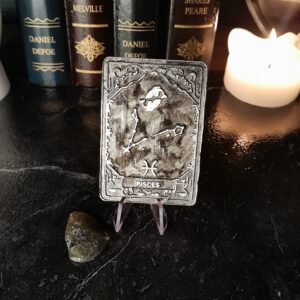 Pisces Zodiac Tarot card handmade from pewter