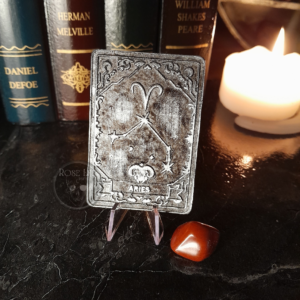 aries zodiac tarot card handmade pewter art