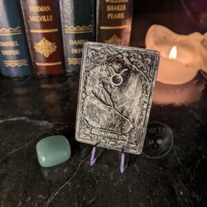 Taurus Zodiac Tarot Card - Handcrafted Pewter With Green Aventurine